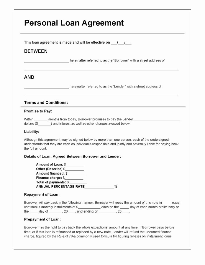 Loan Contract Template Word Luxury Download Personal Loan Agreement Template Pdf