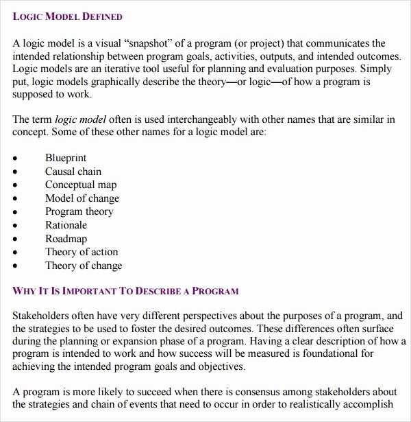 Logic Model Template Powerpoint Lovely Free 11 Sample Logic Models In Pdf