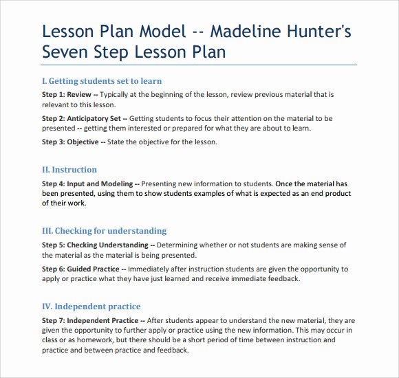 Madeline Hunter Lesson Plan Template Awesome Sample Madeline Hunter Lesson Plan – 11 Documents In Pdf
