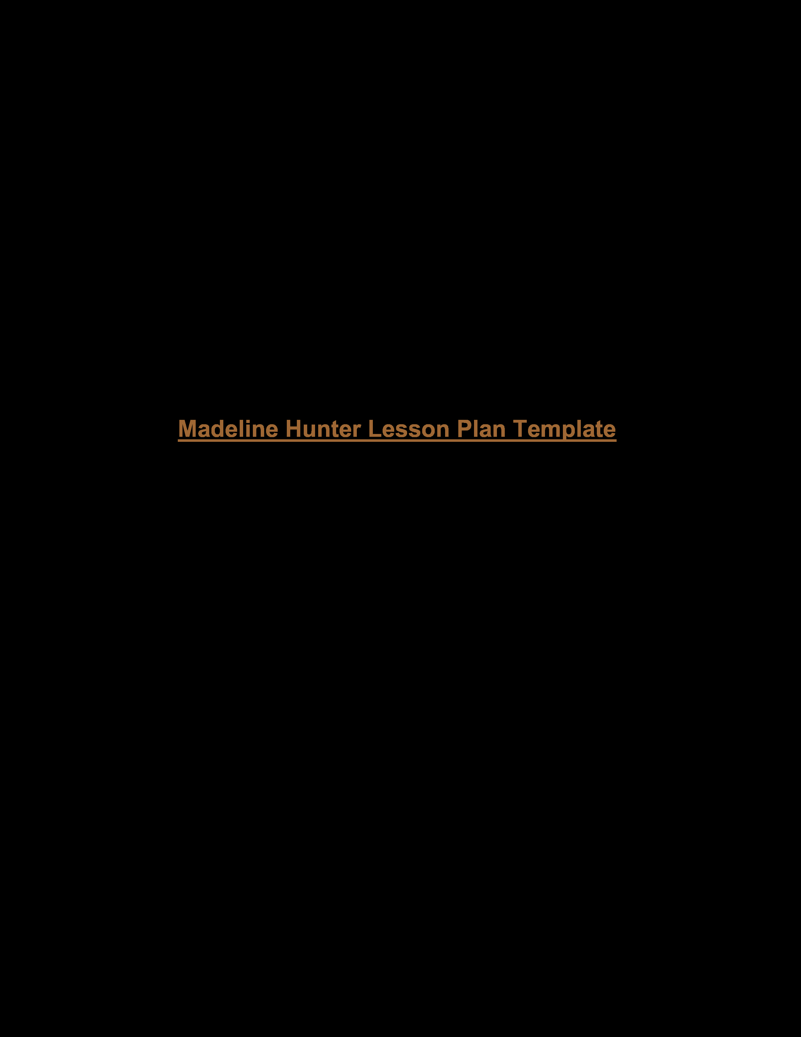 Madeline Hunter Lesson Plan Template Lovely Microsoft Word Madeline Hunter S Lesson Plan format