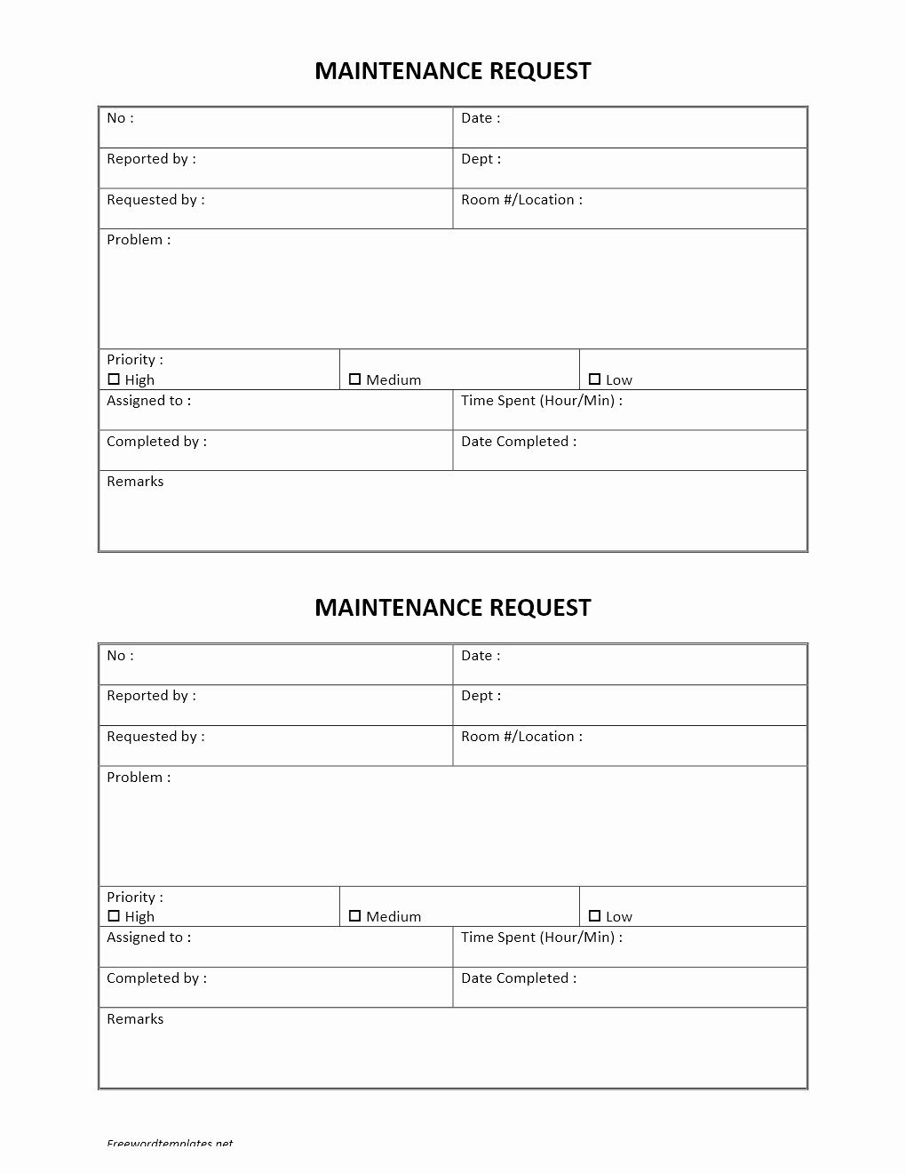 Maintenance Request form Template Best Of Hotel Maintenance Request form