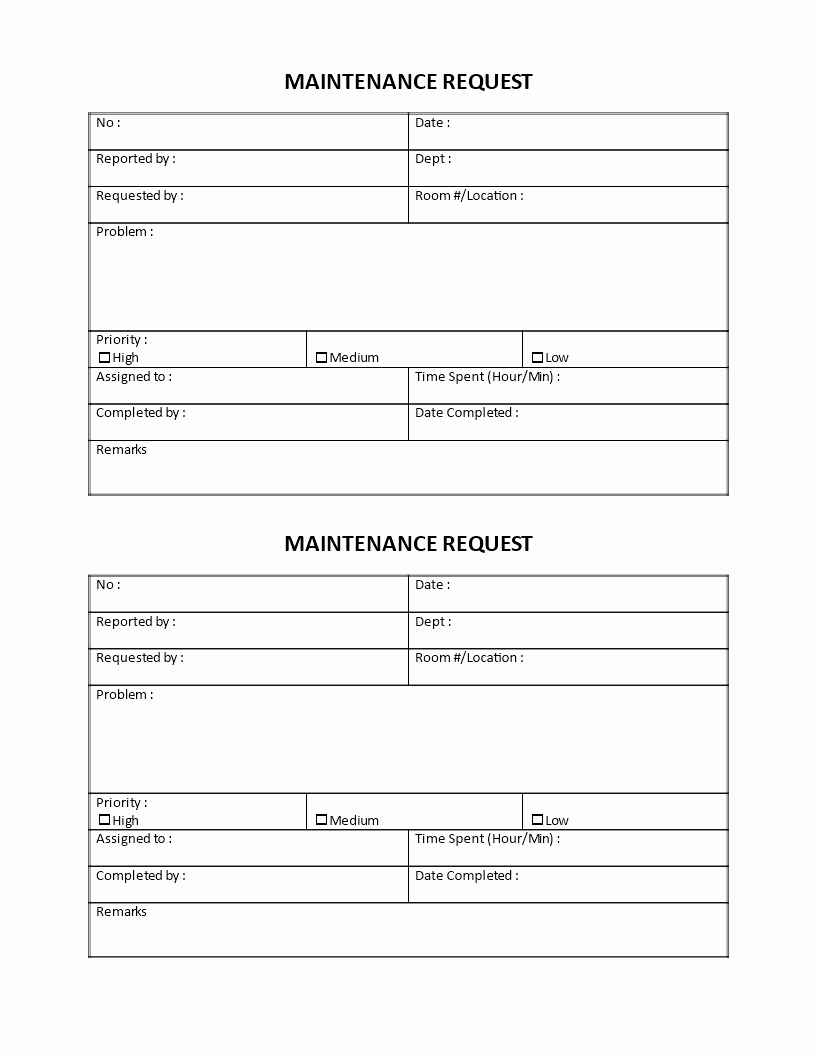 Maintenance Request form Template Lovely Hotel Maintenance Request Template Download This Free
