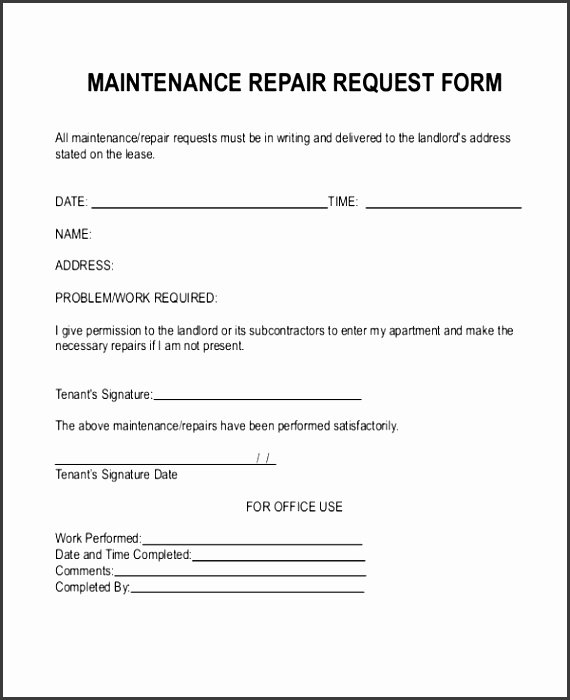 Maintenance Request form Template Luxury 8 Apartment Maintenance Request form Template