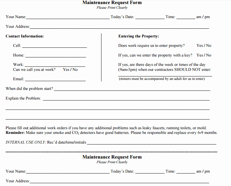 Maintenance Request form Template New 6 Free Maintenance Request form Templates Word Excel