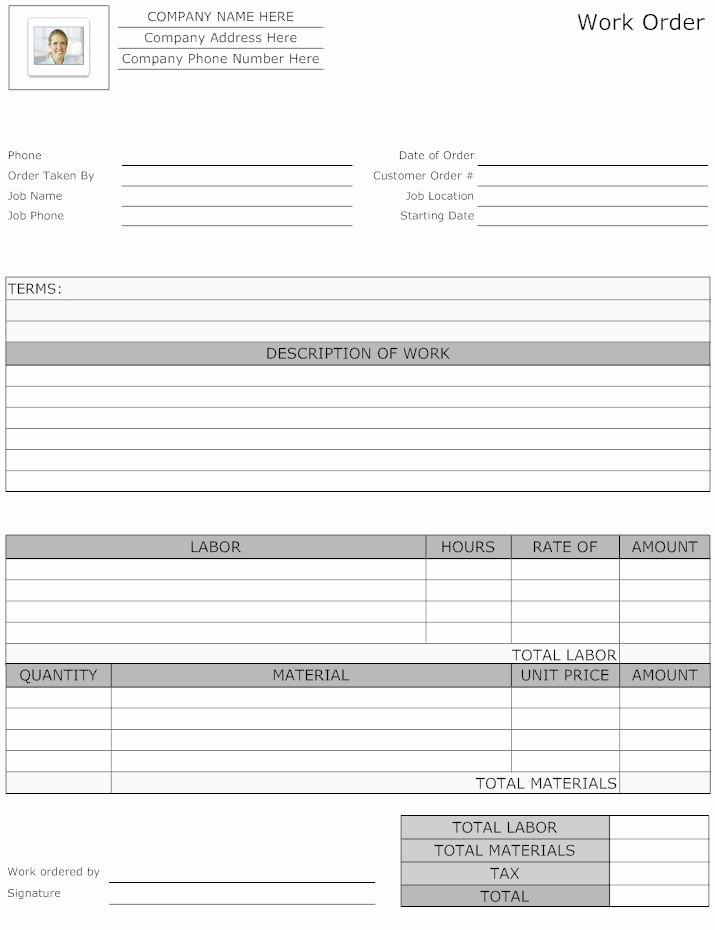 Maintenance Work order Template Awesome Example Image Maintenance Work order form Work