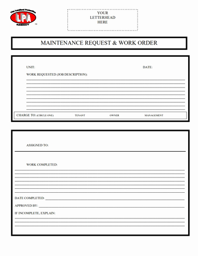 Maintenance Work order Template Lovely Work order Template Free Download Create Edit Fill and