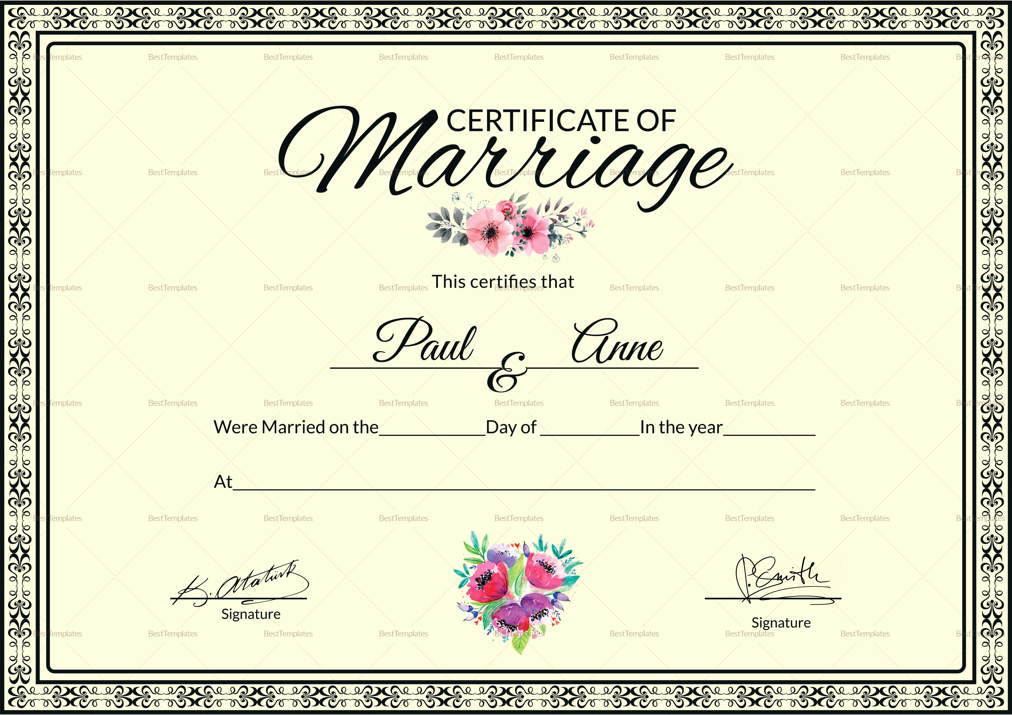 Marriage Certificate Template Microsoft Word Beautiful Marriage Certificate Design Template In Psd Word
