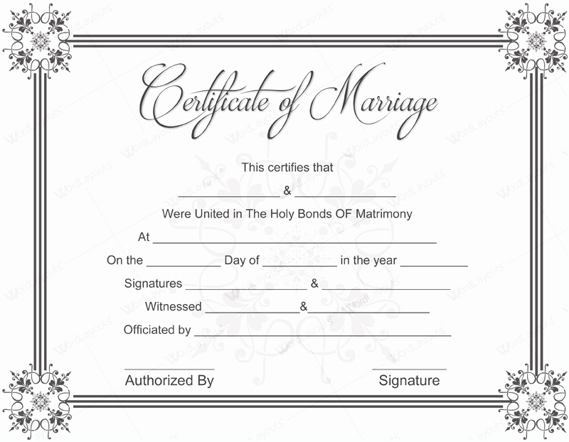 Marriage Certificate Template Microsoft Word Elegant Document Templates February 2016