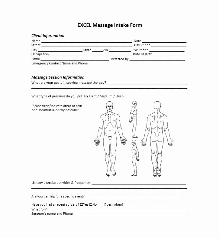 Massage Intake form Template Beautiful 59 Best Massage Intake forms for Any Client Printable
