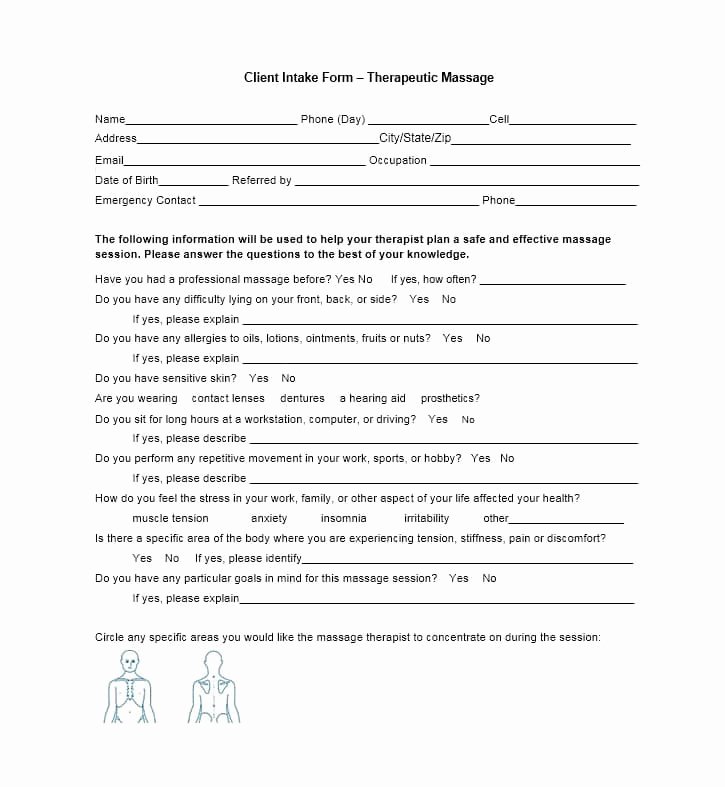 Massage Intake form Template Inspirational 59 Best Massage Intake forms for Any Client Printable