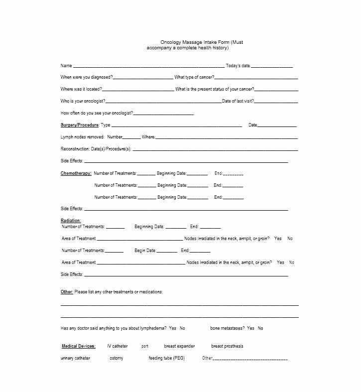 Massage Intake form Templates Luxury 59 Best Massage Intake forms for Any Client Printable