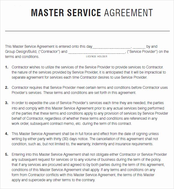 Master Service Agreement Template Fresh Master Service Agreement Template