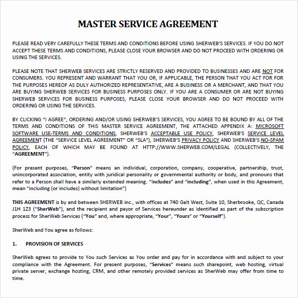 Master Service Agreement Template Fresh Sample Master Service Agreement 8 Documents In Pdf Word