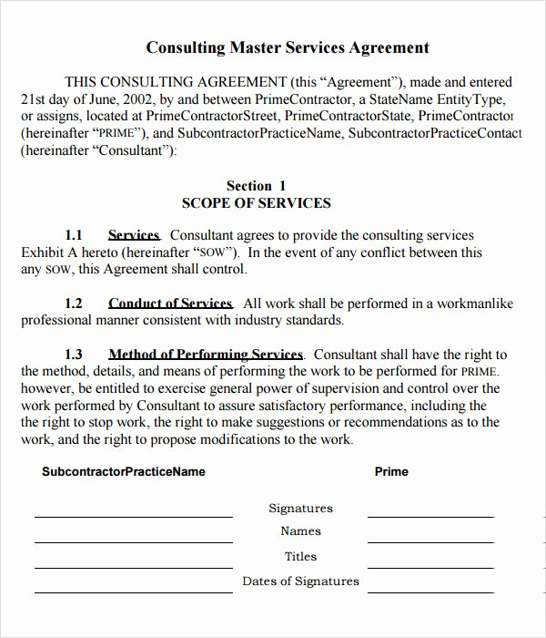 Master Service Agreement Template Inspirational Master Service Agreement Template