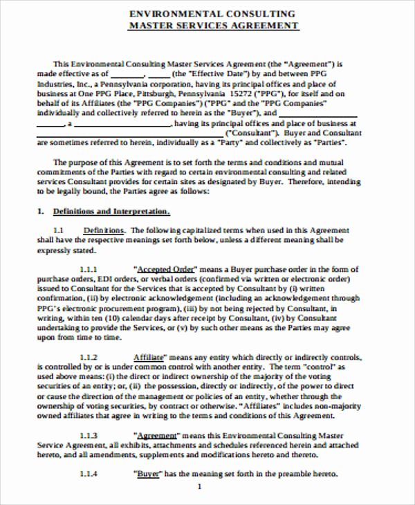 Master Service Agreement Template Inspirational Sample Master Consulting Agreement 8 Examples In Word Pdf