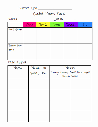Math Lesson Plan Template Elegant the Creative Apple Guided Math Loads Of Ideas for