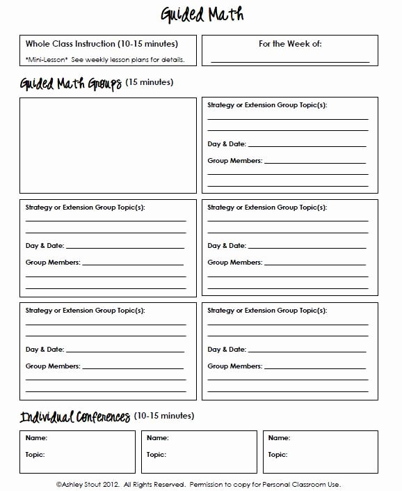 Math Lesson Plan Template Luxury Guided Math Sheet I Am Thinking This Would Be Awesome In