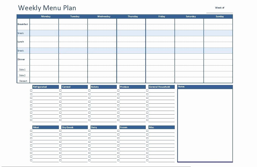 Meal Plan Template Excel Lovely Free Excel Weekly Menu Plan Template Dowload