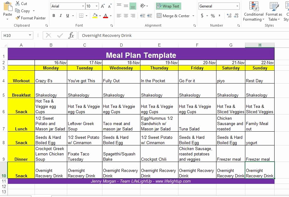 Meal Plan Template Excel Unique Life Light Up How to Create A Weekly Meal Plan