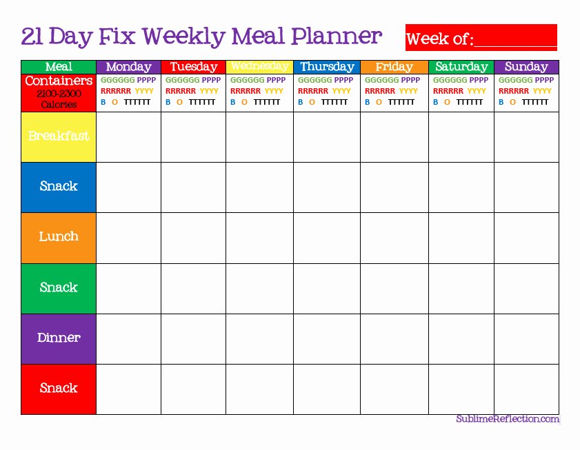 Meal Plan Template Pdf Best Of How to Create A 21 Day Fix Meal Plan Sublime Reflection