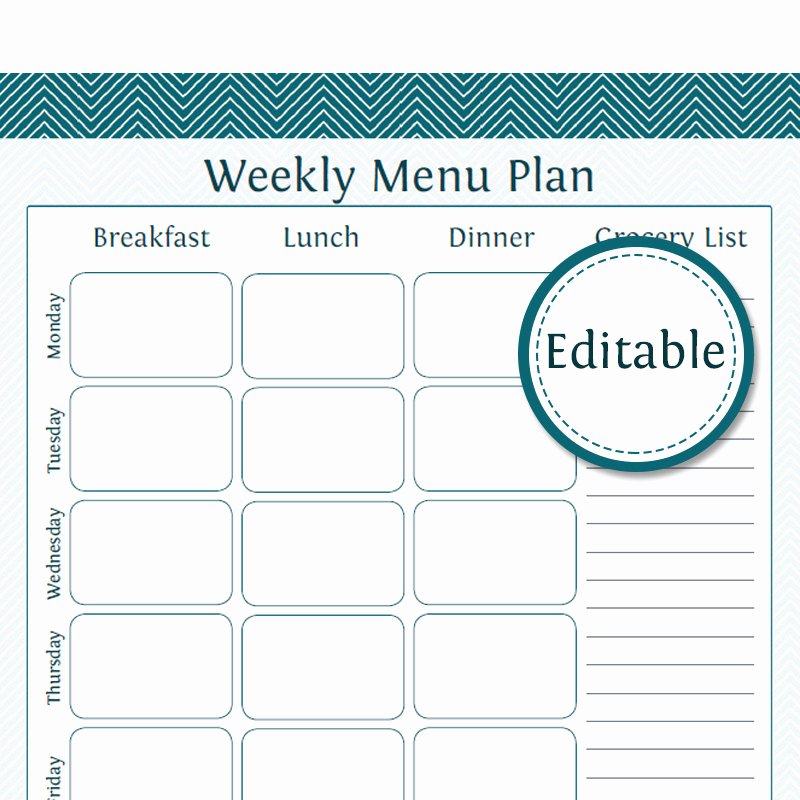 Meal Plan Template Pdf Unique Weekly Menu Planner with Grocery List Fillable Printable