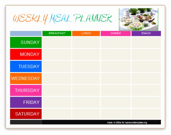 Meal Plan Template Word Awesome Meal Planning Template