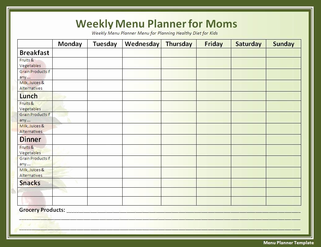 Meal Plan Template Word Awesome Menu Planner Templates