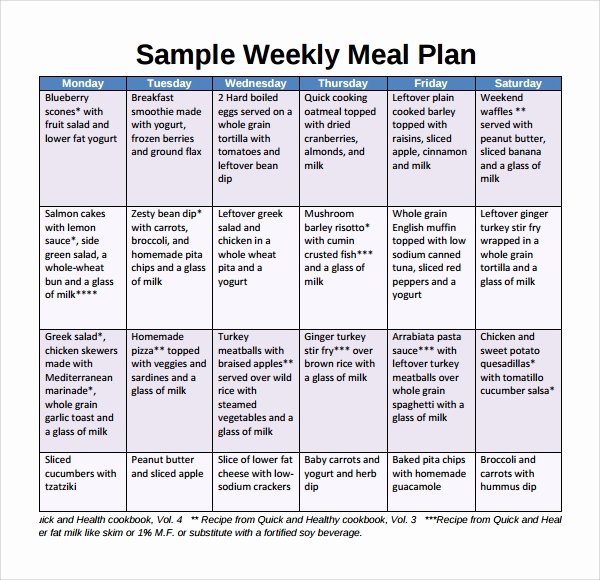 Meal Plan Template Word Best Of Sample Weekly Meal Plan Template 9 Free Documents In