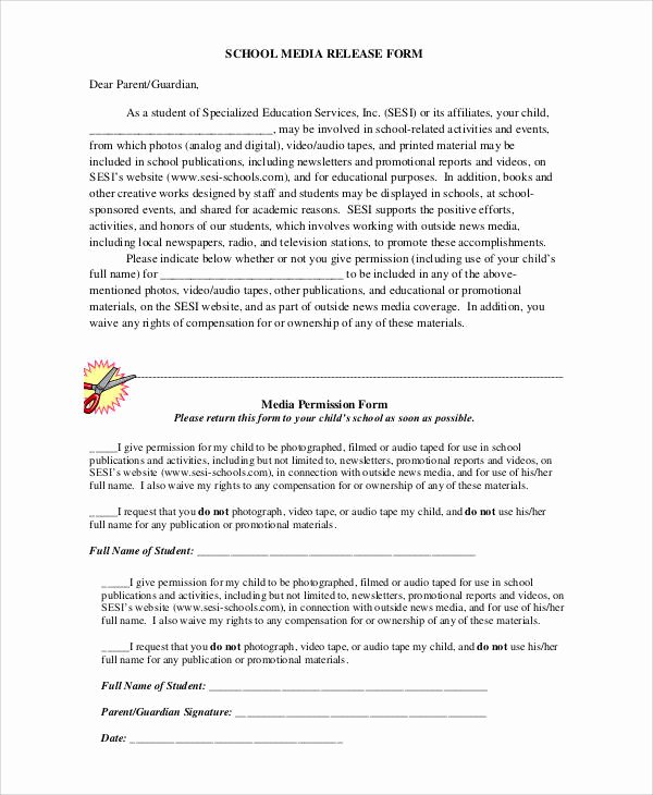 Media Release form Template Fresh Generic Release forms