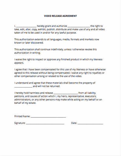Media Release forms Template Best Of Video Release form Free Sample Docsketch
