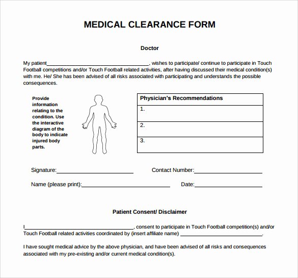 Medical Clearance Letter Template Fresh Sample Medical Clearance form 8 Download Free Documents