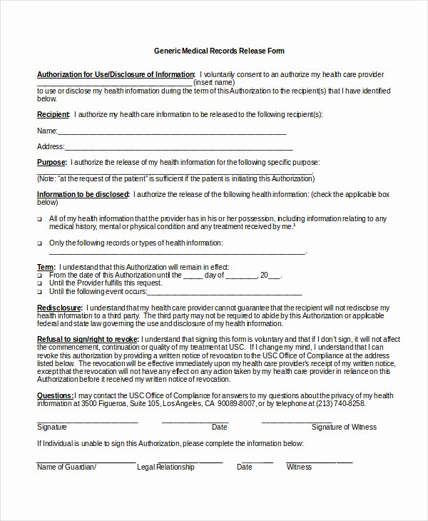 Medical Consent form Template Best Of Authorization Release form