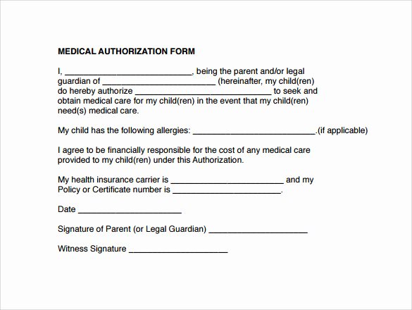 Medical Consent form Template Fresh Sample Medical Authorization form 12 Download Free