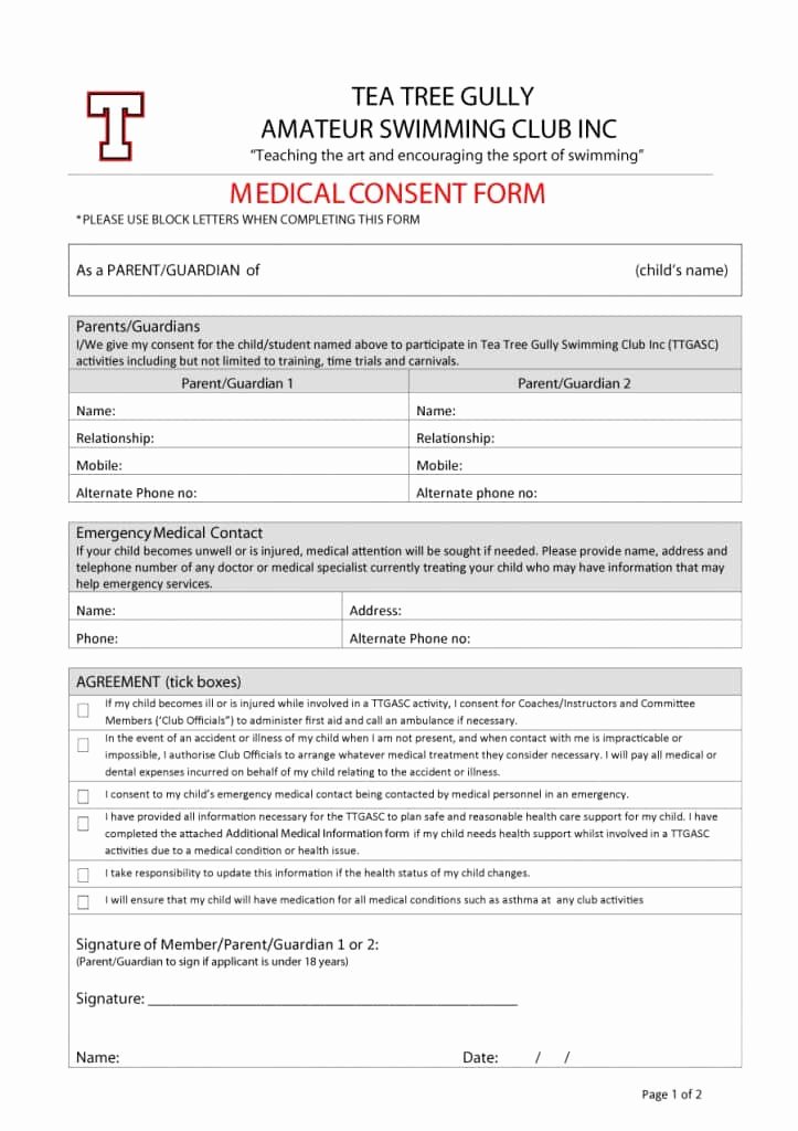 Medical Consent form Template Inspirational 45 Medical Consent forms Free Printable Templates