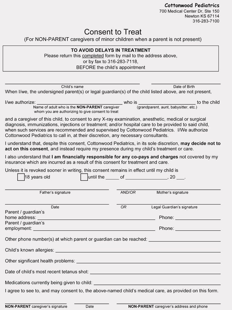 Medical Consent form Template New Free Medical Consent forms for Minor Child – Word