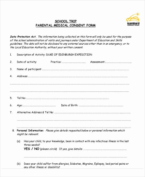 Medical Consent forms Template Awesome Sample Medical form