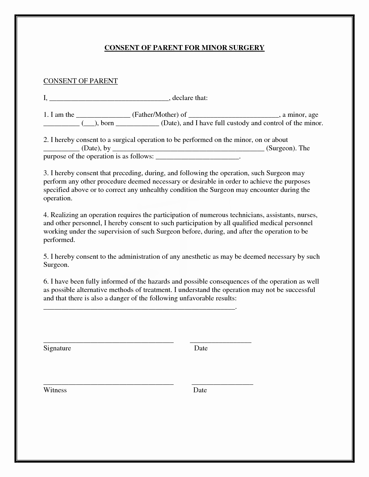 Medical Consent forms Template Beautiful Surgery Consent forms Templates Consent form