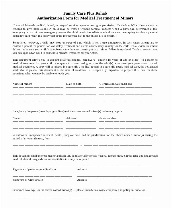 Medical Consent forms Template Best Of 10 Printable Medical Authorization forms Pdf Doc