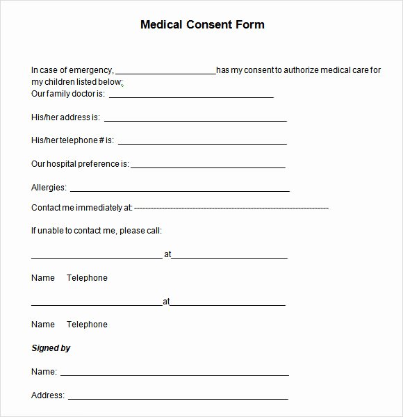 Medical Consent forms Template Lovely Free 6 Sample Medical Consent forms In Pdf