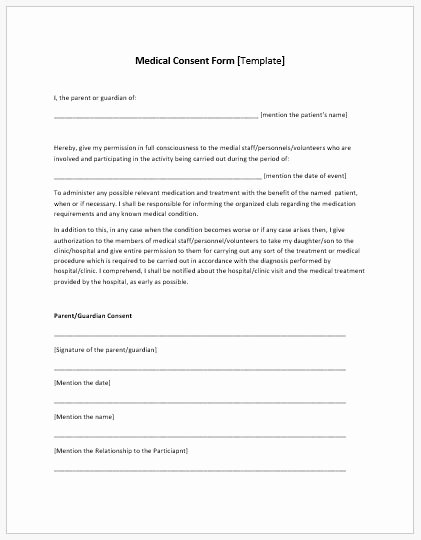 Medical Consent forms Template Unique Medical Consent form Template Ms Word