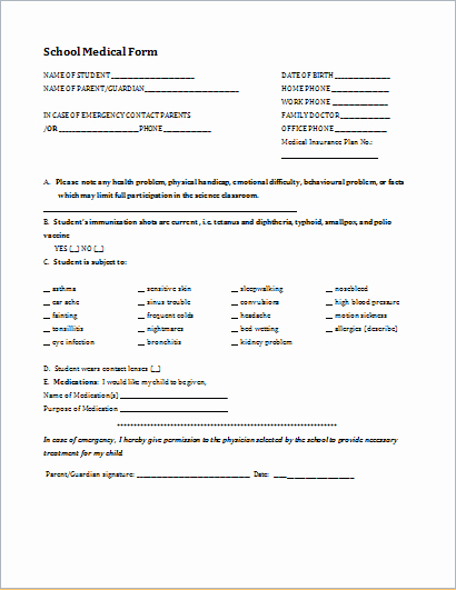 Medical History form Templates Awesome 20 Medical form Logs Sheets &amp; Templates