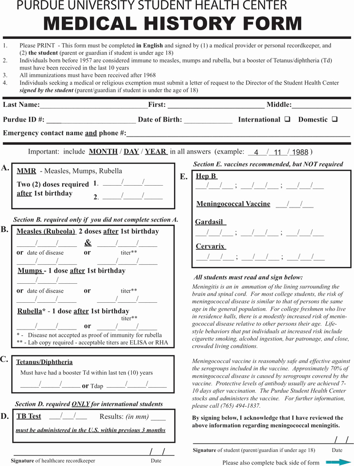 Medical History form Templates Best Of Medical History form – Templates Free Printable