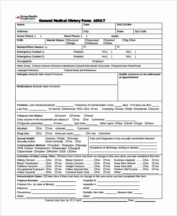 Medical History form Templates Fresh 14 Medical History forms Free Sample Example format
