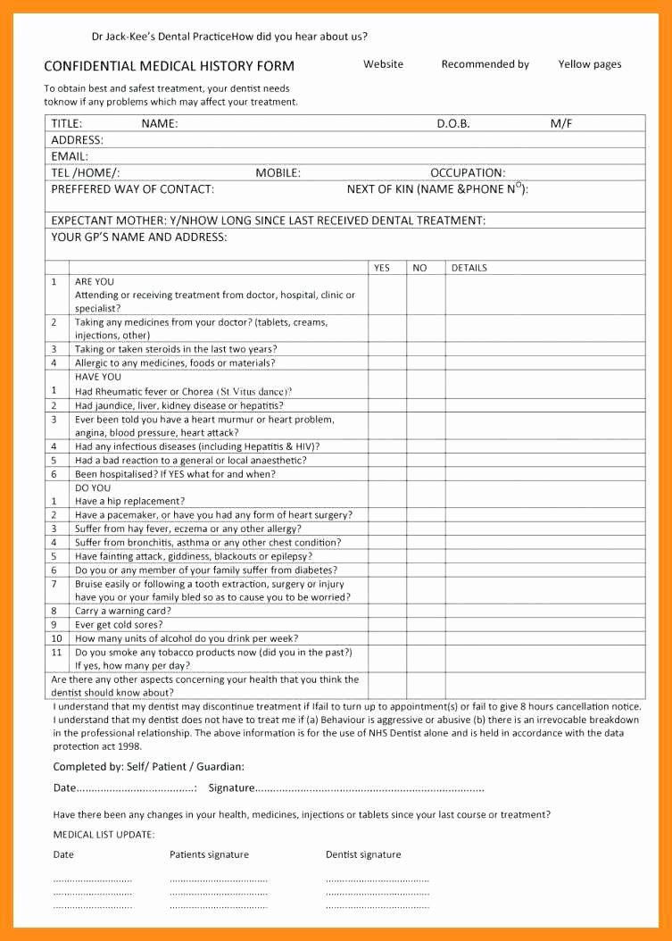 Medical History form Templates New 12 13 Health History form Templates