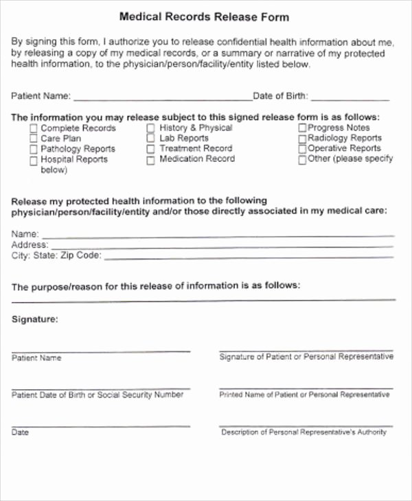 Medical Record Release form Template Awesome Medical Record Release form Sample 9 Examples In Word Pdf