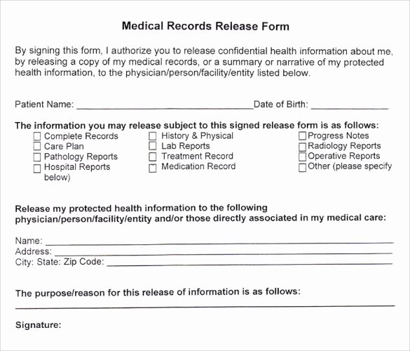 Medical Record Release form Template Awesome Medical Records Release form 10 Free Samples Examples