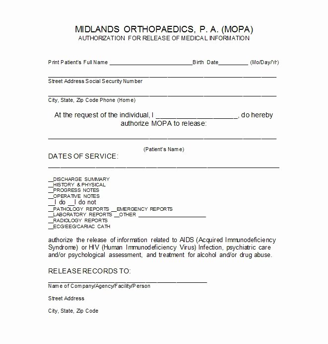 Medical Record Release form Template Unique 30 Medical Release form Templates Template Lab