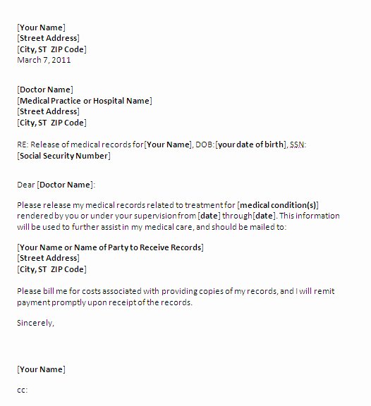 Medical Record Request Template Beautiful Sample Letter Requesting Medical Records