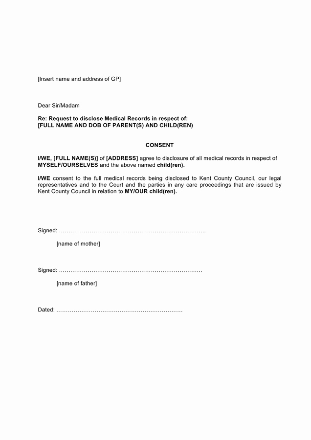 Medical Record Request Template Fresh Request to Disclose Medical Records Template In Word and