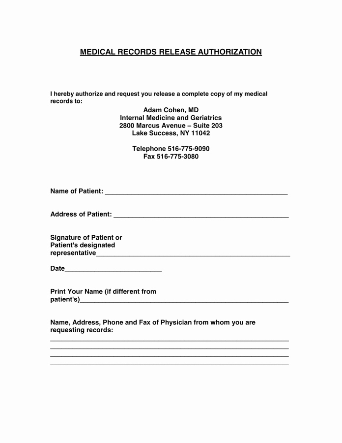 Medical Record Request Template New Medical Records Release Authorization In Word and Pdf formats